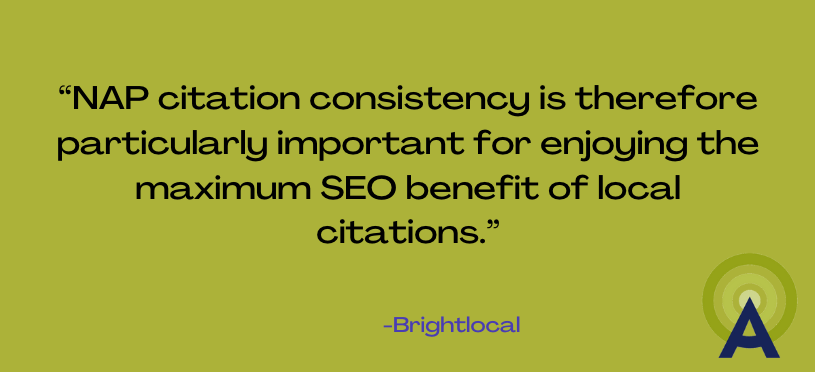 Quote from Brightlocal on local seo citations.