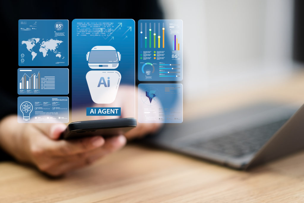 AI search agent analyzing data dashboards, representing optimization techniques for AI search engines including Google SGE, ChatGPT, and Perplexity.
