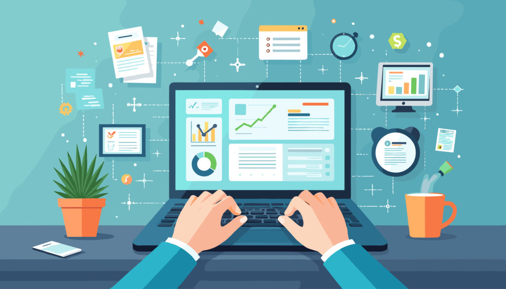 AI-driven SEO reporting dashboard showing performance metrics, visibility data, and insights for modern search and answer engines.